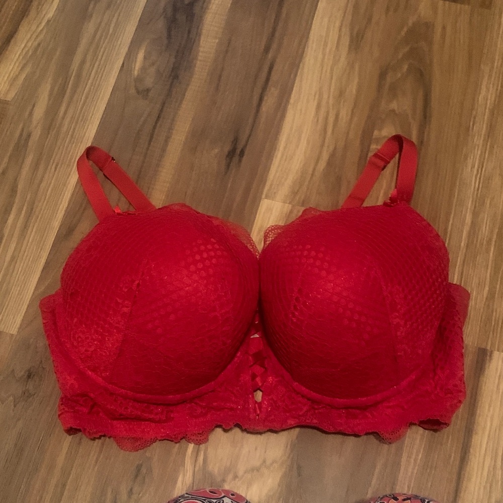 Cacique Vibrant Red Lace Bra 44DDD